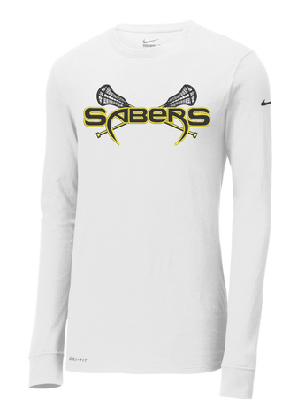 Souhegan Lacrosse - Long Sleeve Nike White- Sticks Logo** Limited Quantities